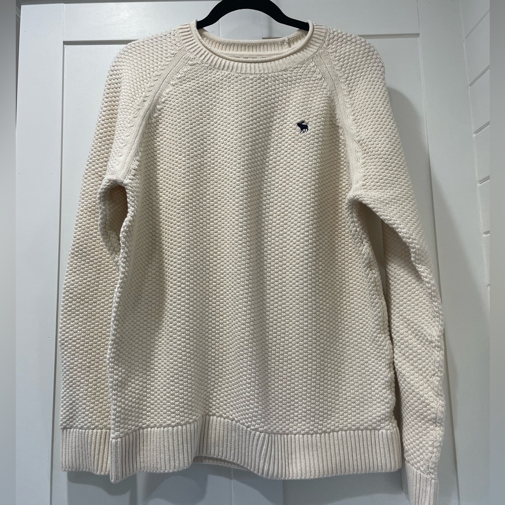 Vintage Abercrombie & Fitch Off-White Textured Crew Neck Sweater
